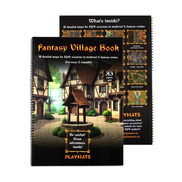 Wioska Fantasy - A3 Księga RPG - 18 wzorów map - Siatka kwadratowa