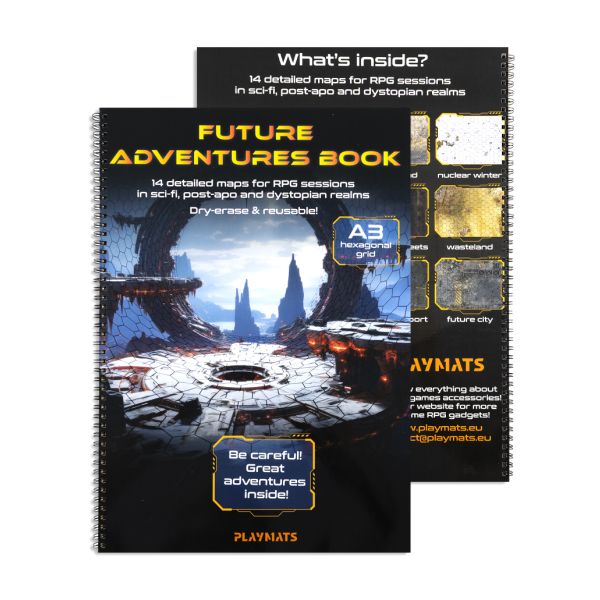 Future Adventures book - A3 Księga RPG - 14 wzorów map - siatka heksagonalna