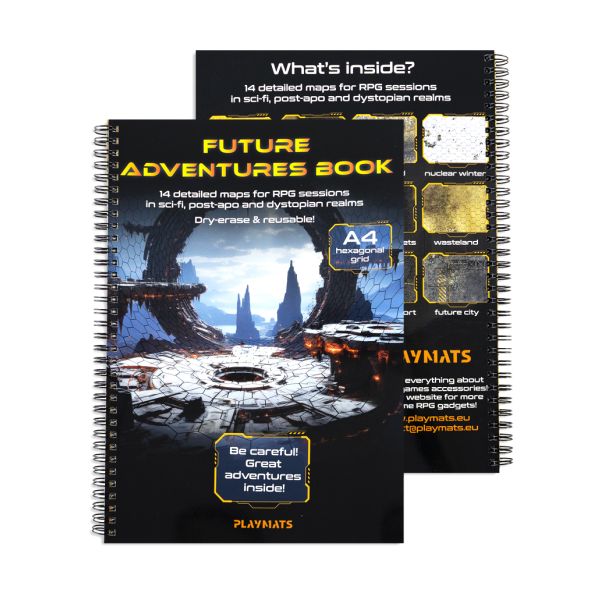 Future Adventures book - A4 Księga RPG - 14 wzorów map - siatka heksagonalna