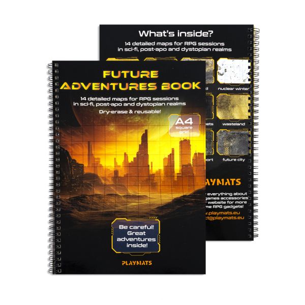 Future Adventures book - A4 Księga RPG - 14 wzorów map - siatka kwadratowa